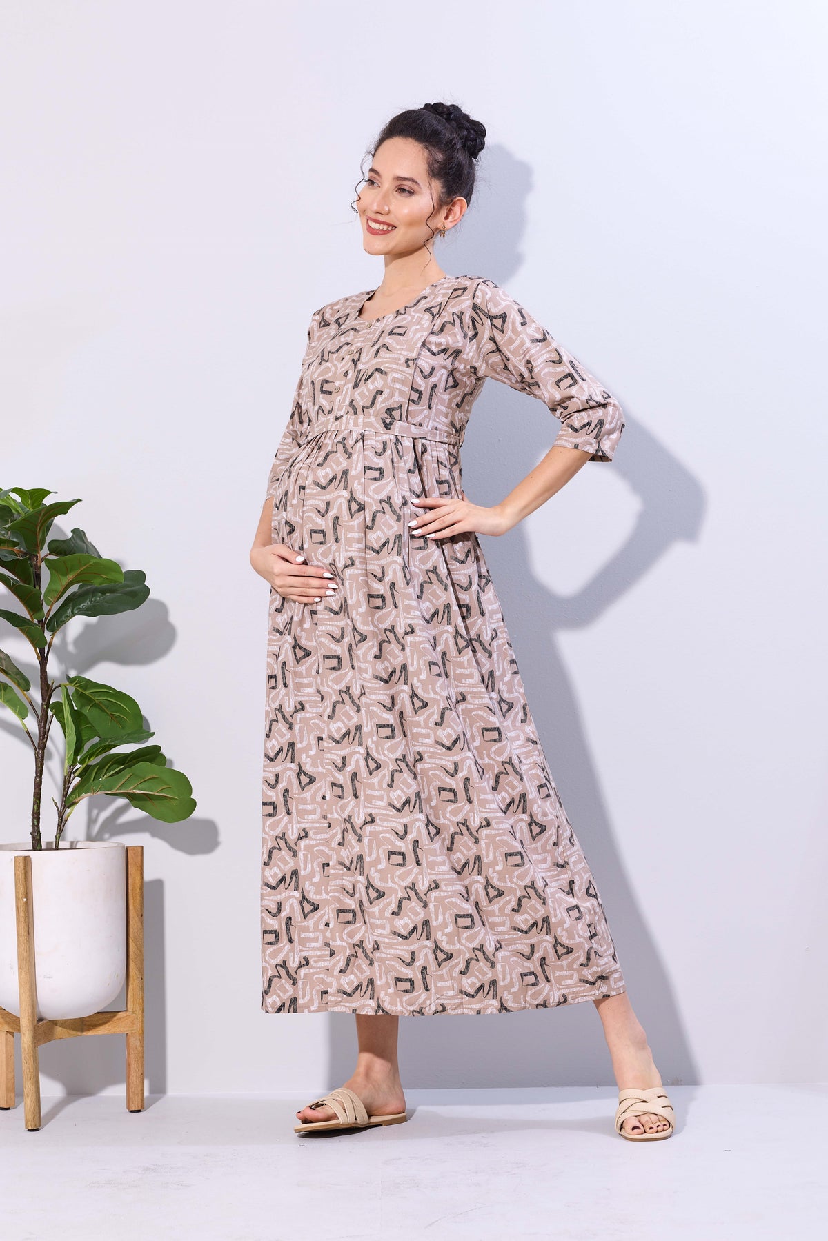 Soft Rayon4-IN-ONE Mom's Feeding & Casual Wear| Pre & Post Maternity Wear | Fancy Long Frock | Best Choice for Pregnancy Women (FIO-F)