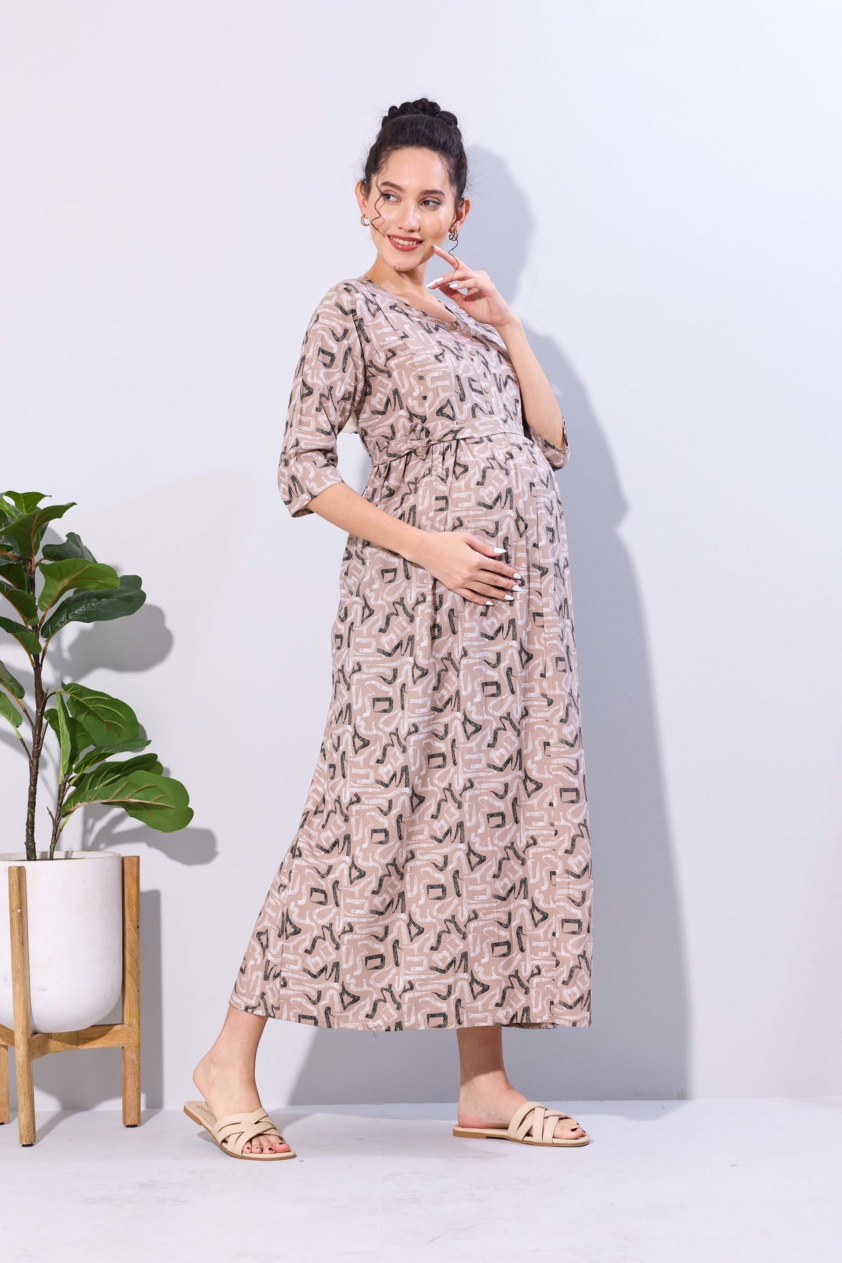 Soft Rayon4-IN-ONE Mom's Feeding & Casual Wear| Pre & Post Maternity Wear | Fancy Long Frock | Best Choice for Pregnancy Women (FIO-F)