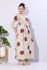 Soft Rayon4-IN-ONE Mom's Feeding & Casual Wear| Pre & Post Maternity Wear | Fancy Long Frock | Best Choice for Pregnancy Women (FIO-F)