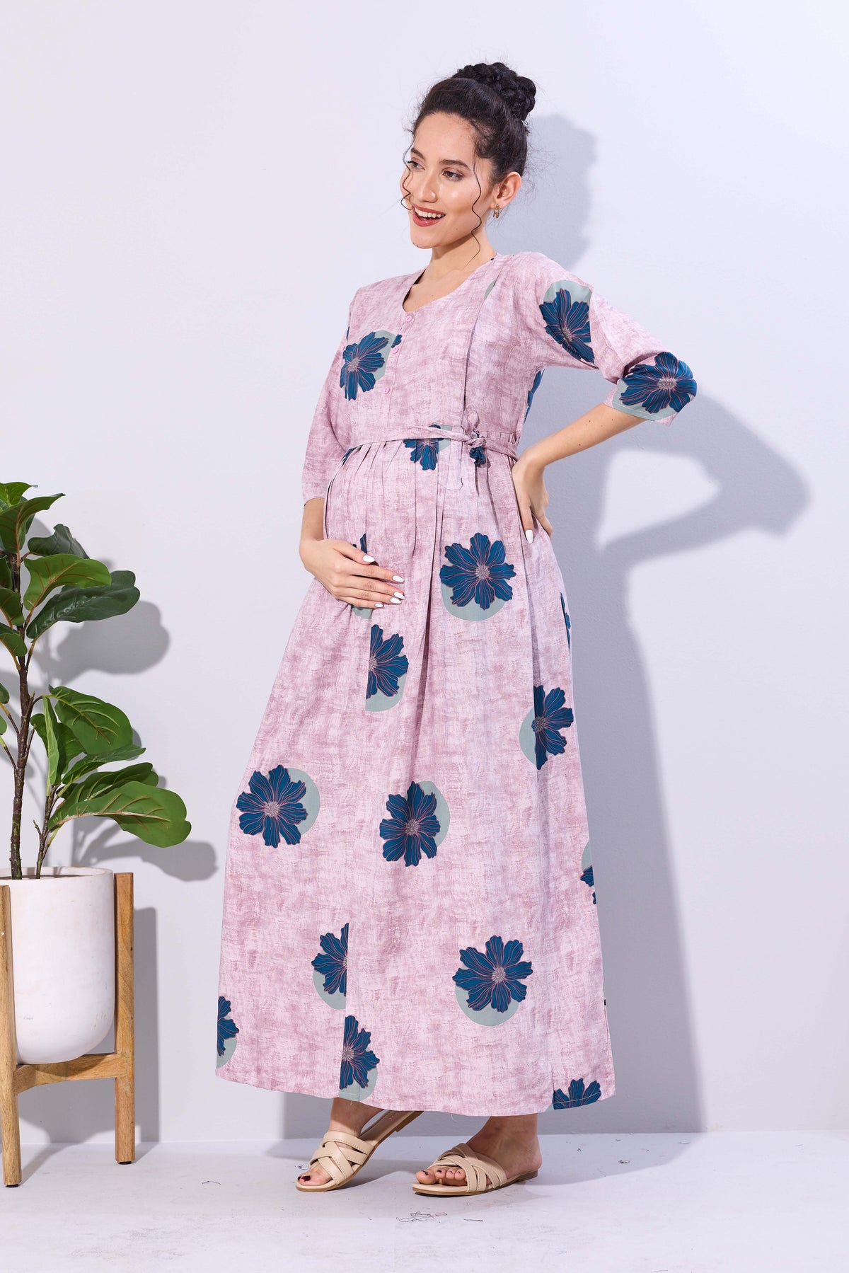 Soft Rayon4-IN-ONE Mom's Feeding & Casual Wear| Pre & Post Maternity Wear | Fancy Long Frock | Best Choice for Pregnancy Women (FIO-F)