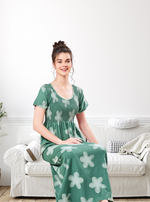 ALPINE Smocking Nighty | Beautiful Pleated Design | Side Pocket | Stylish Nighty for Trendy Women's | Your Perfect Nightwear Collection's (SAP)