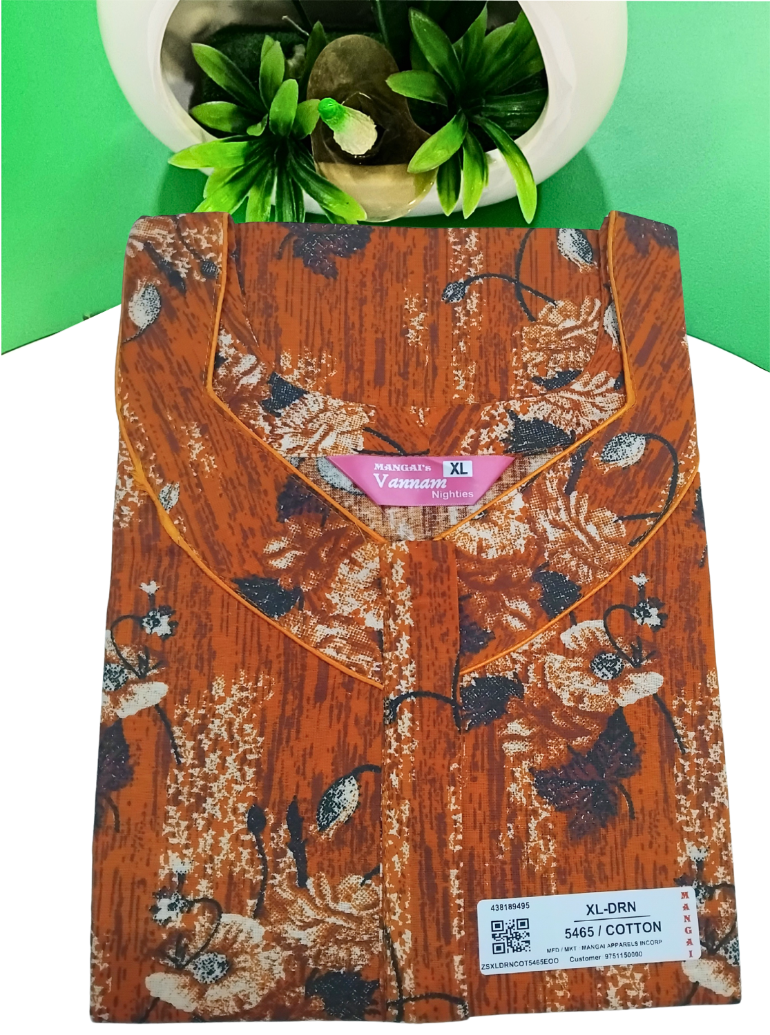 MANGAI Daily Wear Casual Comfort Fit Cotton Printed Nighties | Front Open Zipper Model | Fancy Round Neck with Side Pocket Cotton Nighties (DRN)