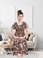 ALPINE Smocking Nighty | Beautiful Pleated Design | Side Pocket | Stylish Nighty for Trendy Women's | Your Perfect Nightwear Collection's (SAP)