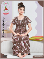 ALPINE Smocking Nighty | Beautiful Pleated Design | Side Pocket | Stylish Nighty for Trendy Women's | Your Perfect Nightwear Collection's (SAP)