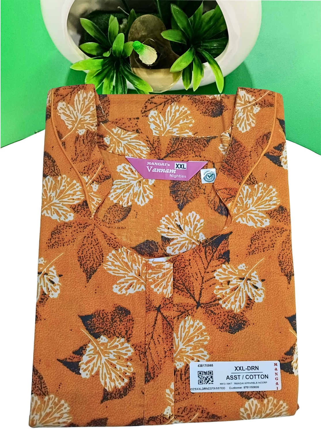 MANGAI Daily Wear Casual Comfort Fit Cotton Printed Nighties | Front Open Zipper Model | Fancy Round Neck with Side Pocket Cotton Nighties (DRN)