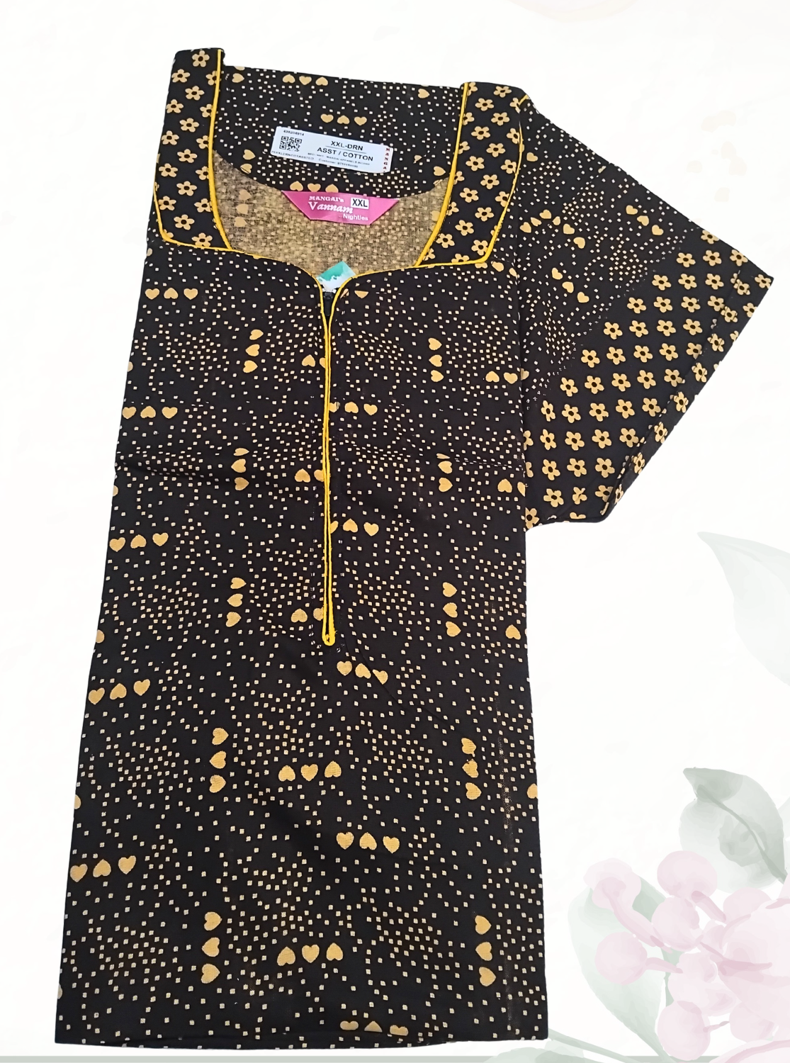 MANGAI Daily Wear Casual Comfort Fit Cotton Printed Nighties | Front Open Zipper Model | Fancy Round Neck with Side Pocket Cotton Nighties (DRN)