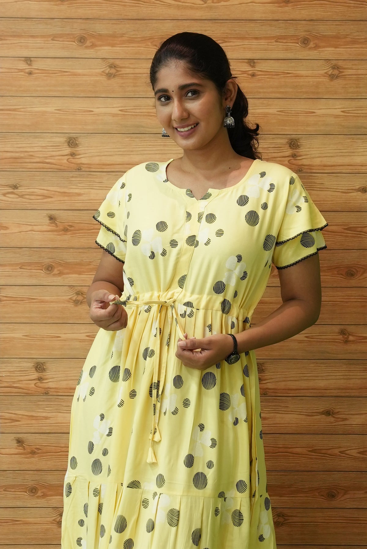 Stylish Arrivals Rayon Gathering Frock Model Night Gown's | Front Adjustable Gathering Style Rope Rope | Double Layer Sleeve | Trending Collection's for Stylish Women's (GFK)