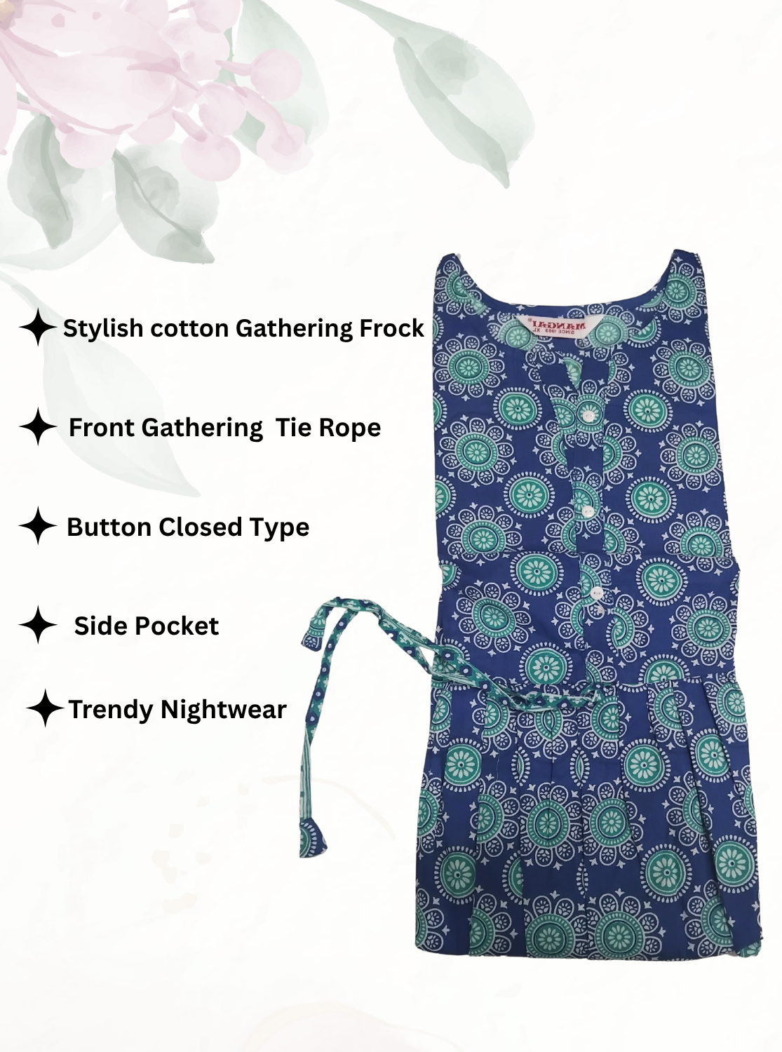 Cotton Gathering Frock for Summer Arrivals | Side Pocket | Elegant Casual Night Wear for Trendy Women's (FKC)