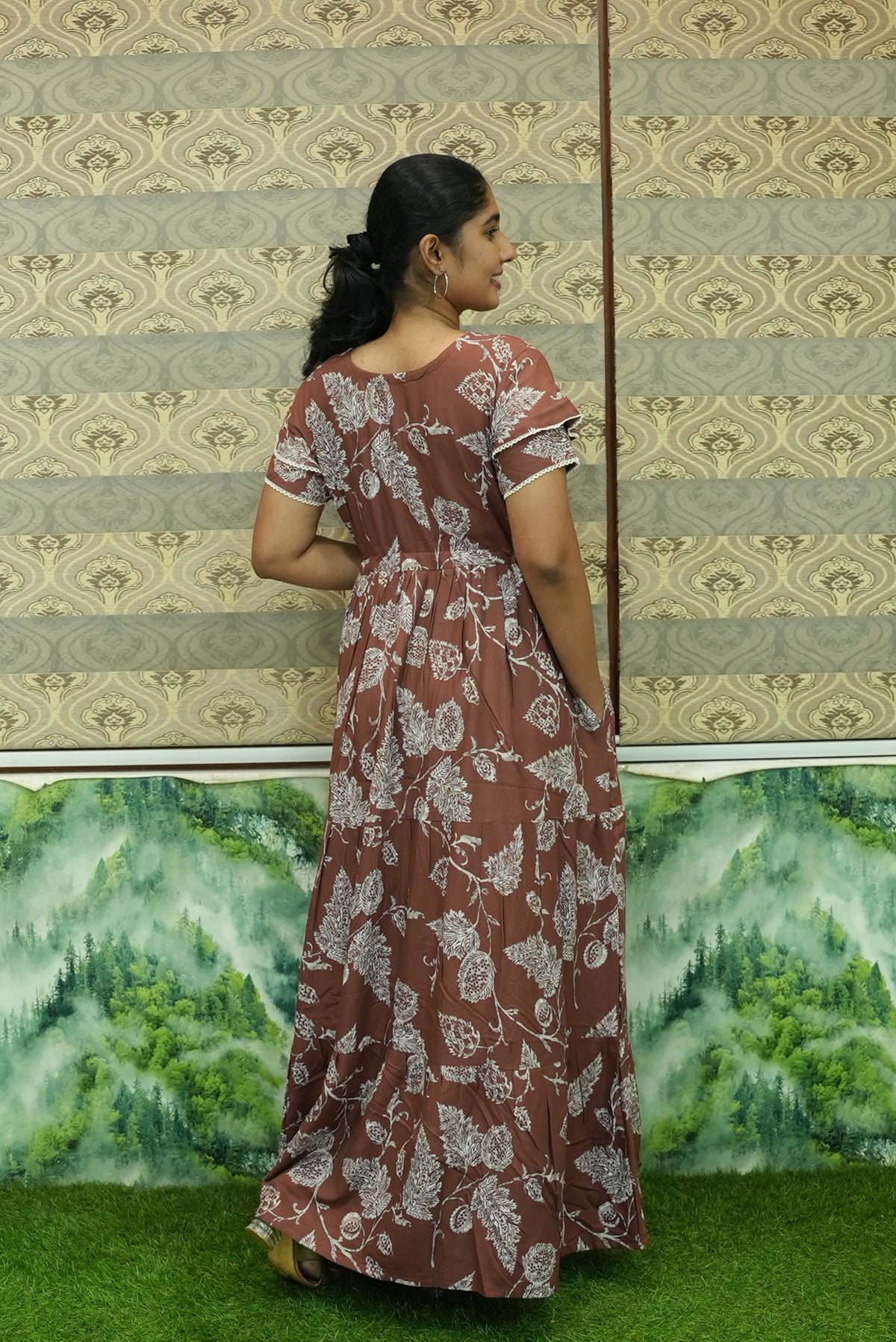 Stylish Arrivals Rayon Gathering Frock Model Night Gown's | Front Adjustable Gathering Style Rope Rope | Double Layer Sleeve | Trending Collection's for Stylish Women's (GFK)