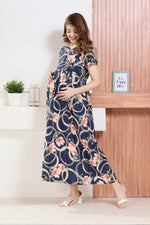 ✨ MANGAI Premium Rayon Maternity Frock for Pregnancy Women ✨ Invisible Feeding Zipper | Stylish Fancy Neck | Side Pocket | Comfortable Pregnancy & Casual Wear (RMF)