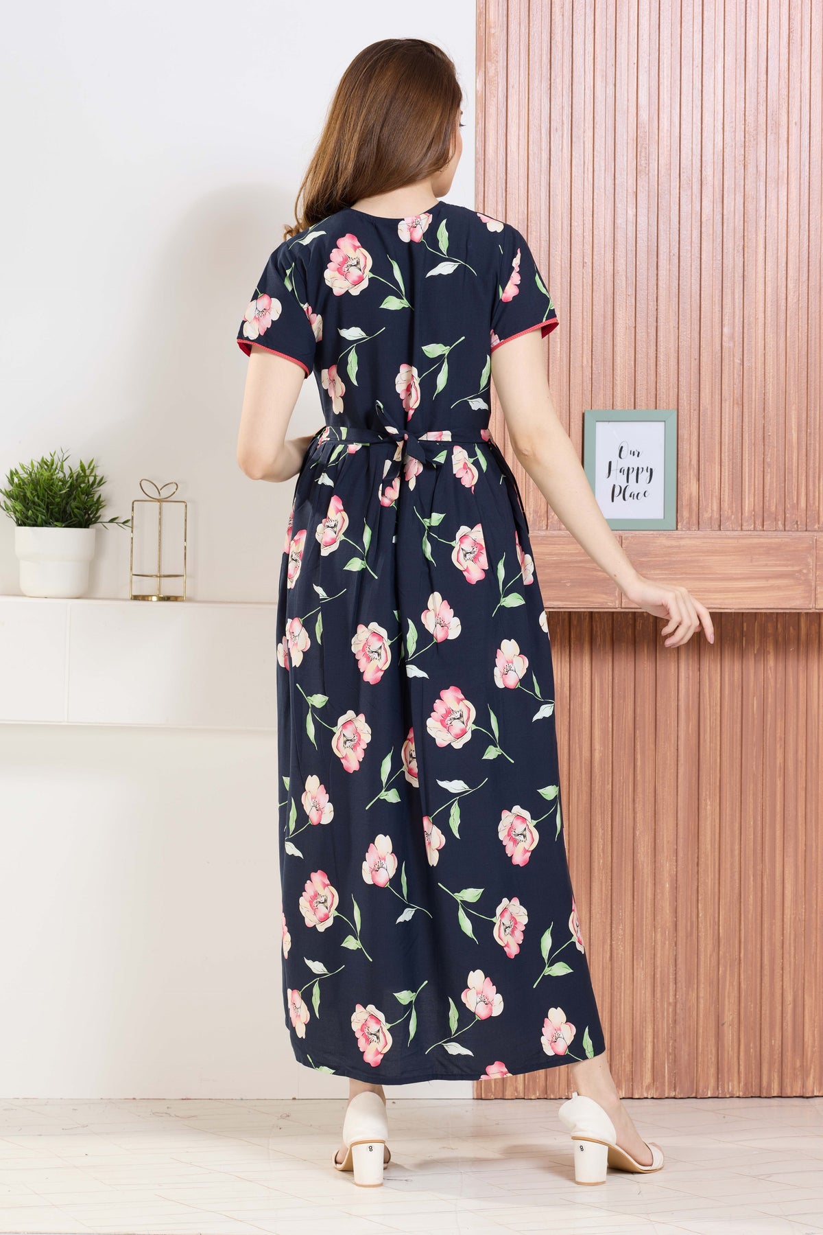 ✨ MANGAI Premium Rayon Maternity Frock for Pregnancy Women ✨ Invisible Feeding Zipper | Stylish Fancy Neck | Side Pocket | Comfortable Pregnancy & Casual Wear (RMF)