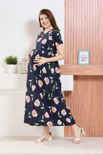 ✨ MANGAI Premium Rayon Maternity Frock for Pregnancy Women ✨ Invisible Feeding Zipper | Stylish Fancy Neck | Side Pocket | Comfortable Pregnancy & Casual Wear (RMF)