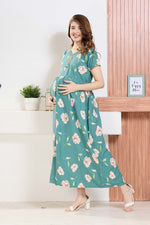 ✨ MANGAI Premium Rayon Maternity Frock for Pregnancy Women ✨ Invisible Feeding Zipper | Stylish Fancy Neck | Side Pocket | Comfortable Pregnancy & Casual Wear (RMF)