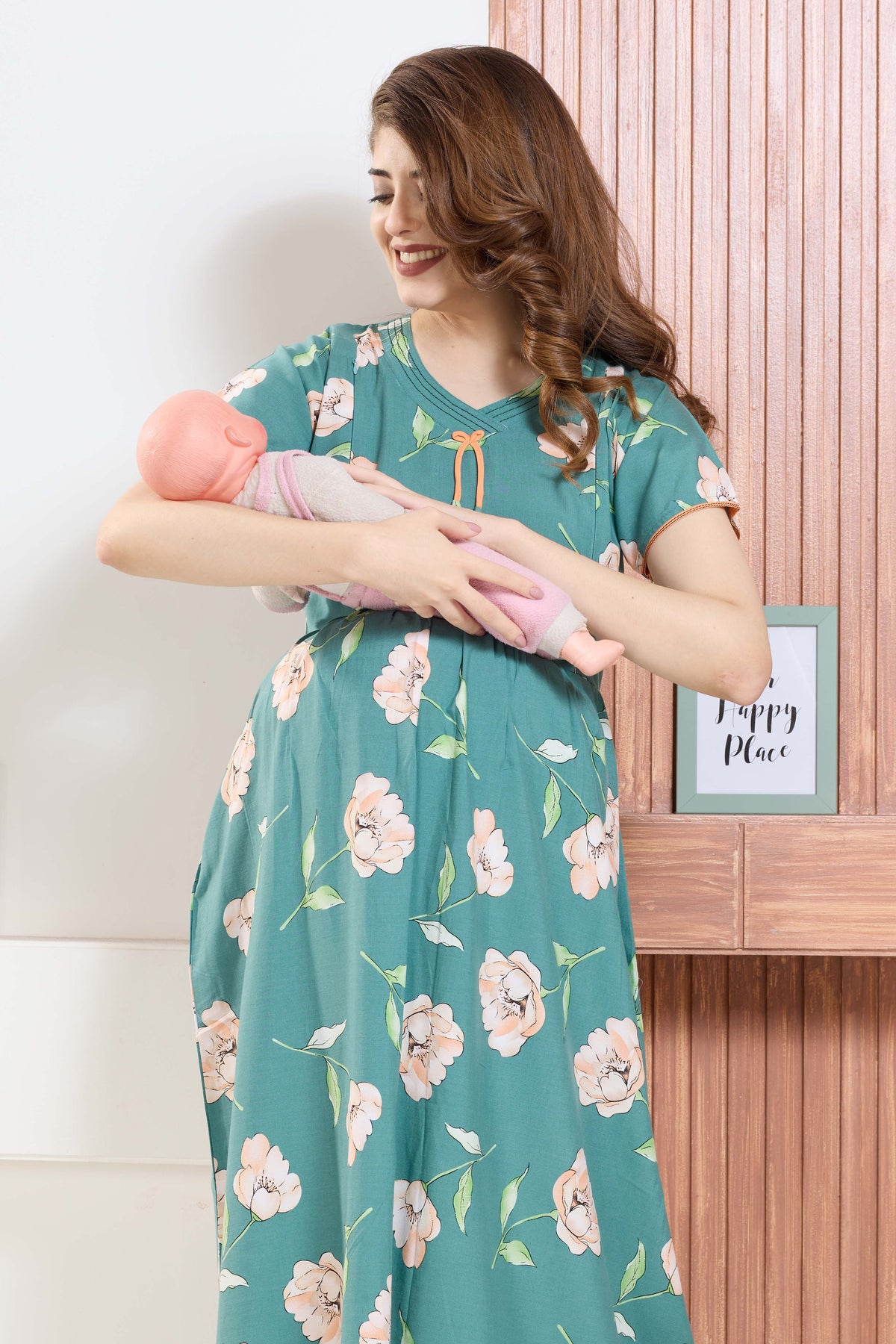 ✨ MANGAI Premium Rayon Maternity Frock for Pregnancy Women ✨ Invisible Feeding Zipper | Stylish Fancy Neck | Side Pocket | Comfortable Pregnancy & Casual Wear (RMF)