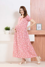 ✨ MANGAI Premium Rayon Maternity Frock for Pregnancy Women ✨ Invisible Feeding Zipper | Stylish Fancy Neck | Side Pocket | Comfortable Pregnancy & Casual Wear (RMF)