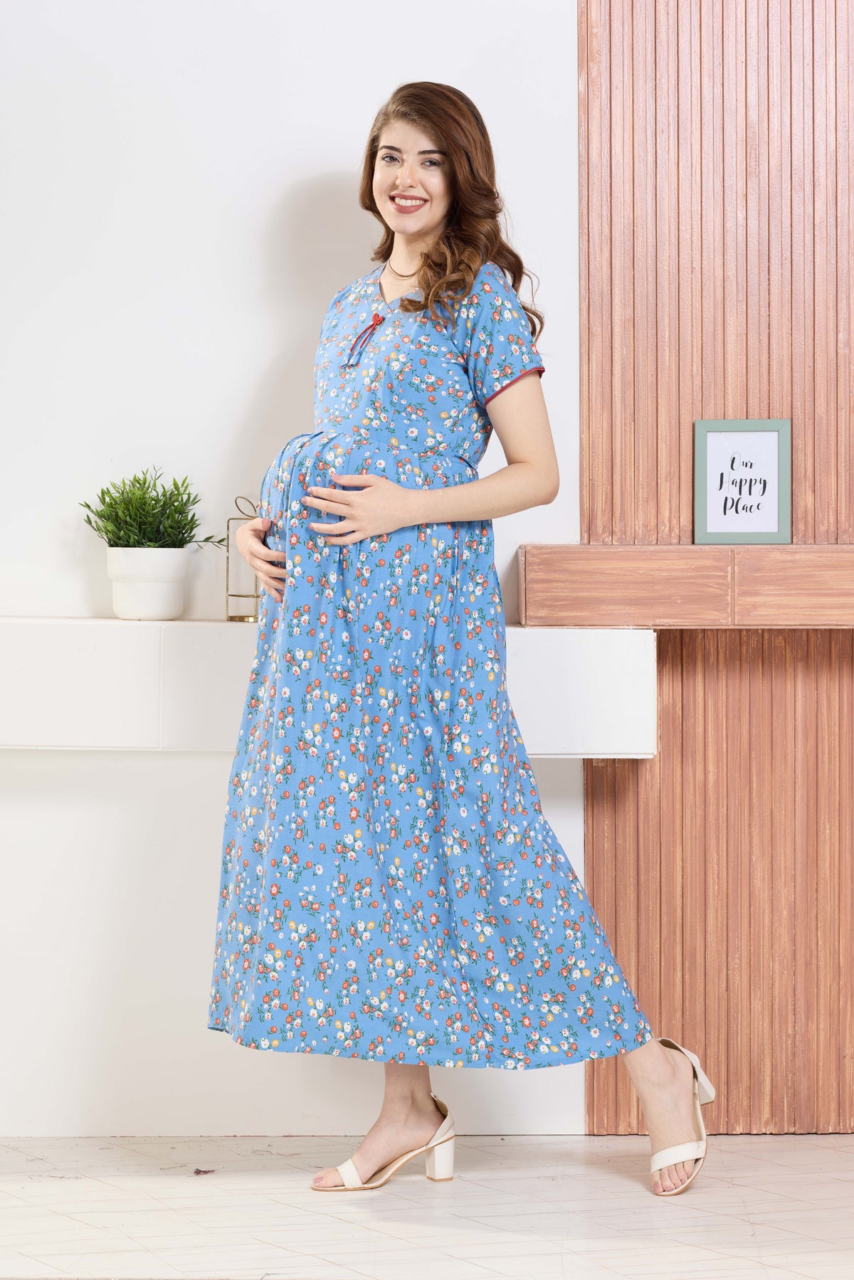 ✨ MANGAI Premium Rayon Maternity Frock for Pregnancy Women ✨ Invisible Feeding Zipper | Stylish Fancy Neck | Side Pocket | Comfortable Pregnancy & Casual Wear (RMF)
