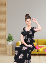 ALPINE Smocking Nighty | Beautiful Pleated Design | Side Pocket | Stylish Nighty for Trendy Women's | Your Perfect Nightwear Collection's (SAP)