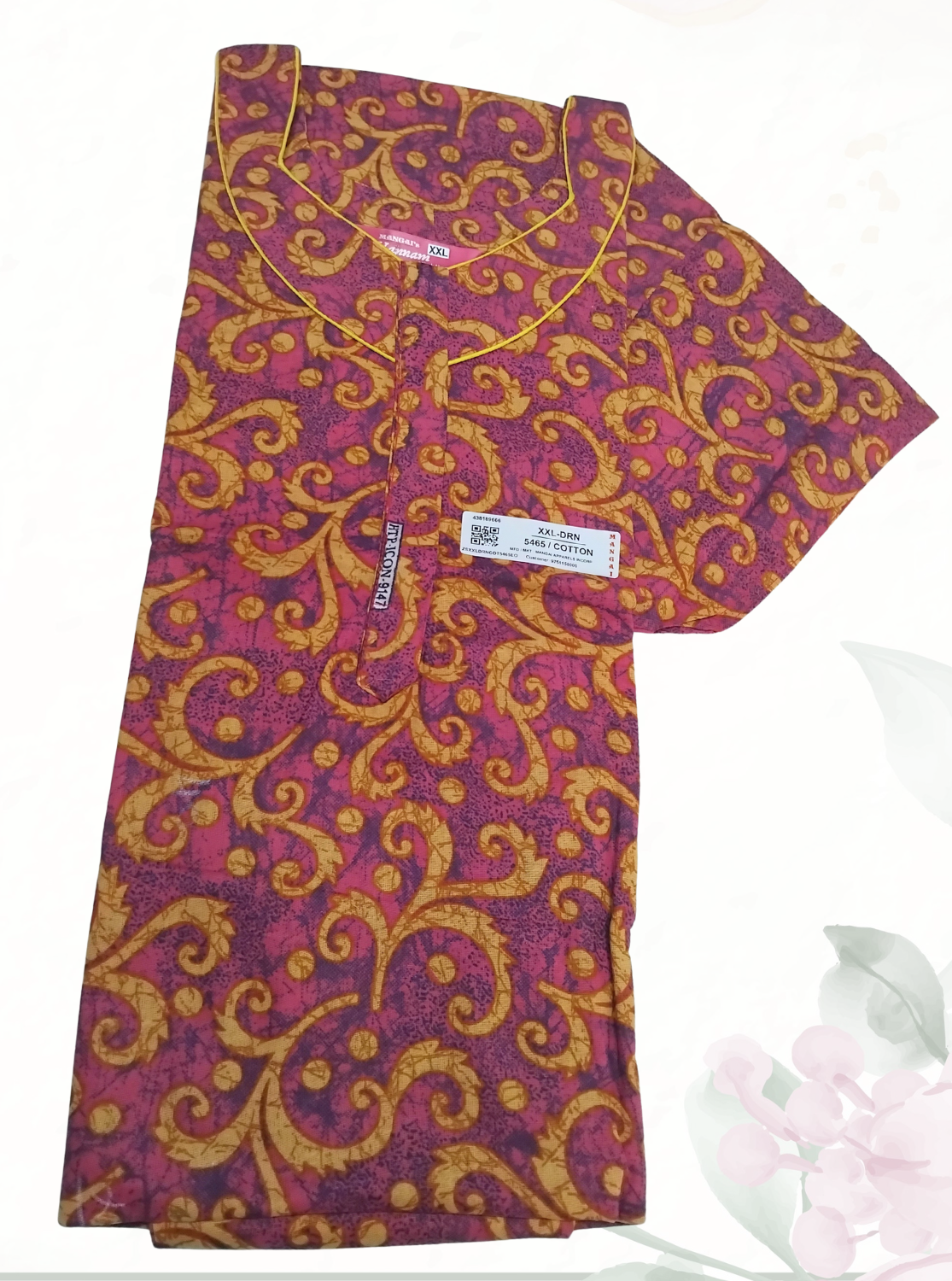 MANGAI Daily Wear Casual Comfort Fit Cotton Printed Nighties | Front Open Zipper Model | Fancy Round Neck with Side Pocket Cotton Nighties (DRN)