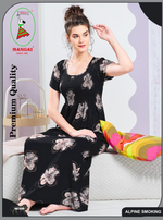 ALPINE Smocking Nighty | Beautiful Pleated Design | Side Pocket | Stylish Nighty for Trendy Women's | Your Perfect Nightwear Collection's (SAP)