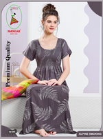 ALPINE Smocking Nighty | Beautiful Pleated Design | Side Pocket | Stylish Nighty for Trendy Women's | Your Perfect Nightwear Collection's (SAP)