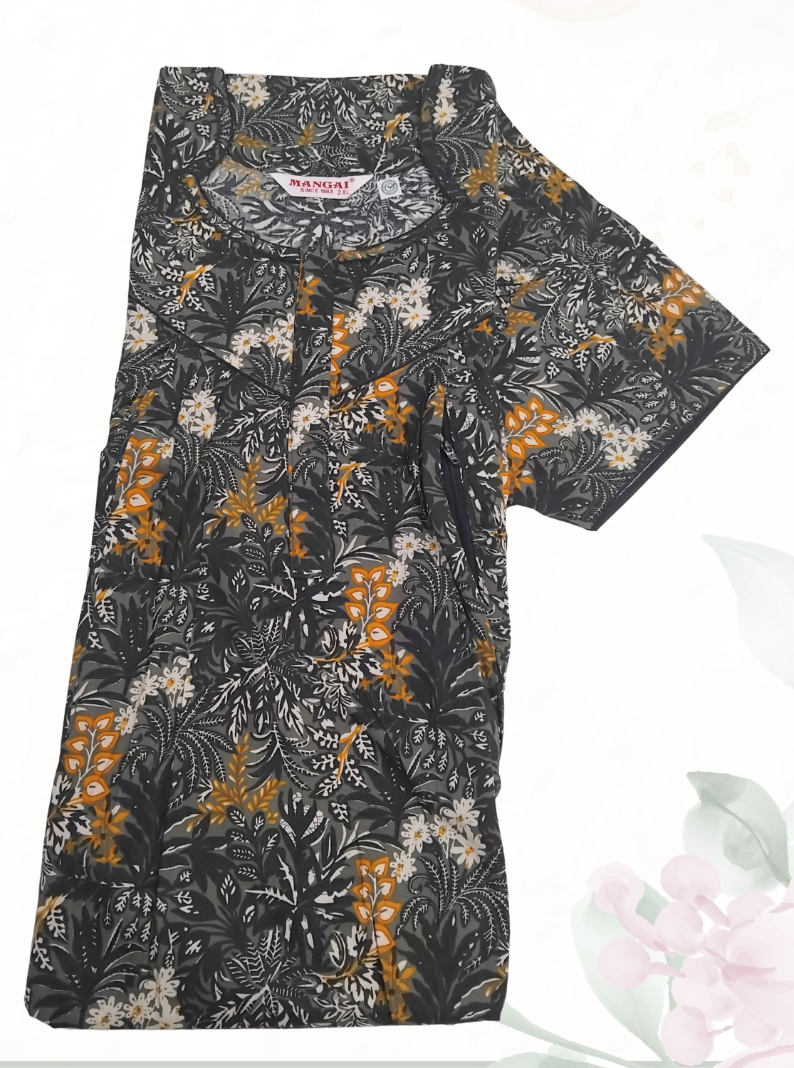 MANGAI Cotton Straight Zip Feeding Nighty |Post Pregnancy | Comfort and Style | Pleated Model | Soft Cotton Feeding Nighties (PSF)