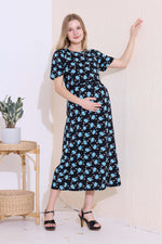 MANGAI HOSIERY Cotton Zipless Feeding Wear | Fancy Sleeve with Round Neck | Flap Open Zipless Feeding wear for Pregnancy Women (MMG)