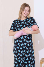 MANGAI HOSIERY Cotton Zipless Feeding Wear | Fancy Sleeve with Round Neck | Flap Open Zipless Feeding wear for Pregnancy Women (MMG)