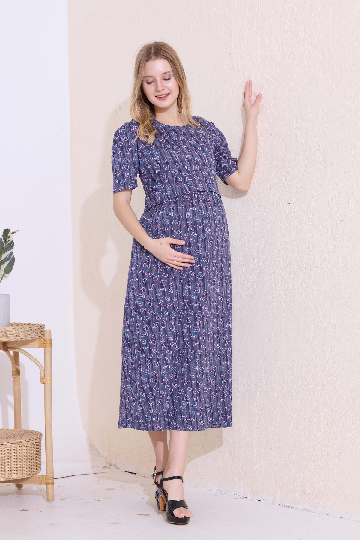 MANGAI HOSIERY Cotton Zipless Feeding Wear | Fancy Sleeve with Round Neck | Flap Open Zipless Feeding wear for Pregnancy Women (MMG)