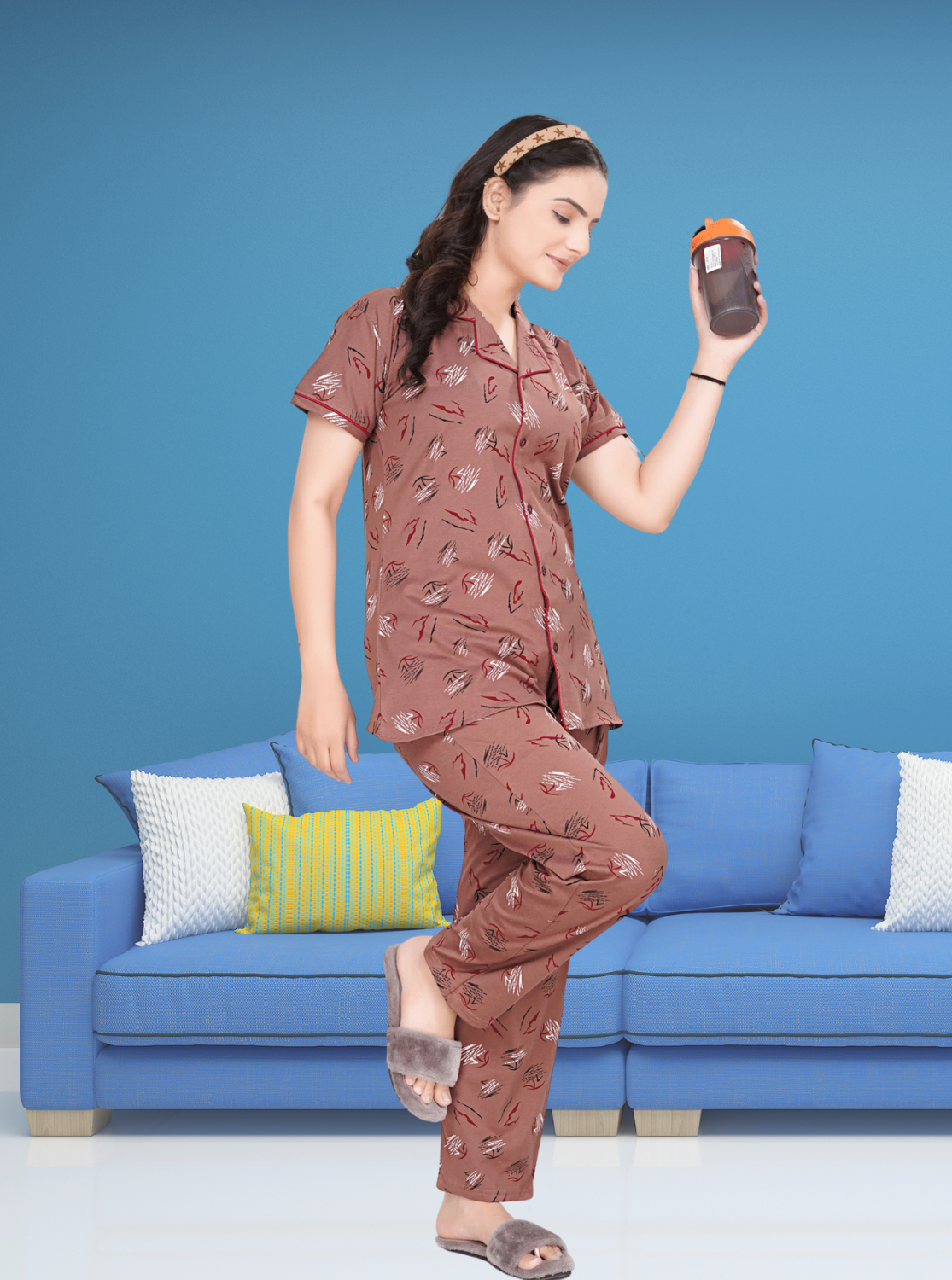 Buy Rayon Printed Collar Night Suits