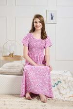 New Smocking Nighty | Stretchable Elastic Type | Beautiful Pleated Model | Side Pocket | Stylish Nighty for Stylish Women's (SYS)