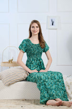 Synthetic Printed Smocking Nighties Online