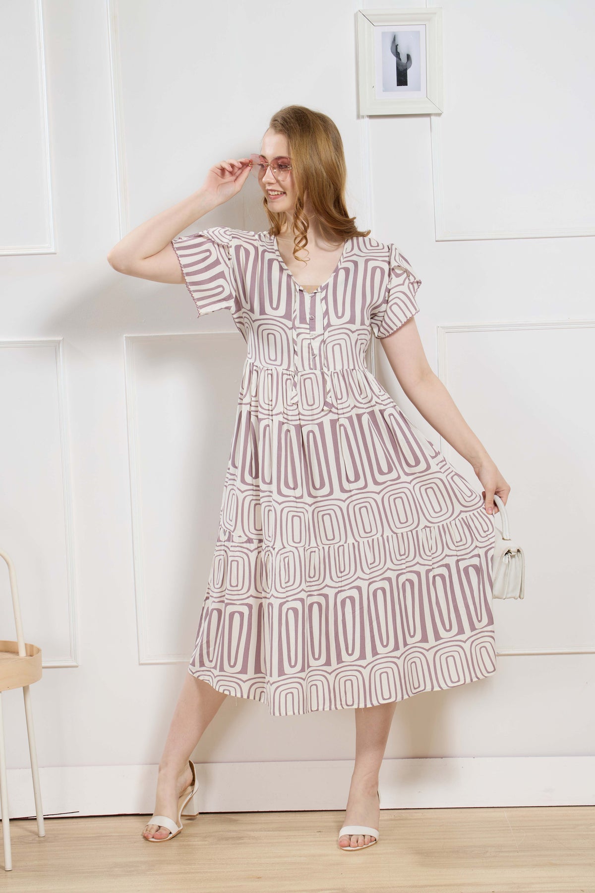 Rayon MAXI FROCK Model Nighties | Fancy Petal Sleeve | Fancy Neck & Side Pocket | Pleated Frock MAXI Style | Trendy Collection's for Stylish Women & Teenage Girl (FSF)