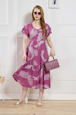 Rayon MAXI FROCK Model Nighties | Fancy Petal Sleeve | Fancy Neck & Side Pocket | Pleated Frock MAXI Style | Trendy Collection's for Stylish Women & Teenage Girl (FSF)