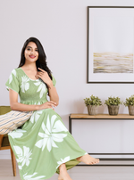 MANGAI RAYON Smocking Nighty | Beautiful Pleated Design | Side Pocket | Stylish Nighty for Trendy Women's | Your Perfect Nightwear Collection's (SRN)