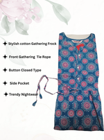 Cotton Gathering Frock for Summer Arrivals | Side Pocket | Elegant Casual Night Wear for Trendy Women's (FKC)