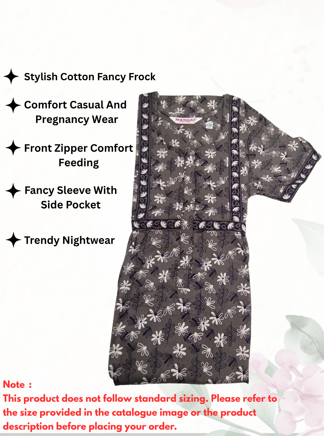 MANGAI Premium Casual Wear Cotton FROCK Model Nighties | Stylish Pleated Frock Style | Multipurpose Nighties | Casual & Pregnancy Wear | Pleated Model | Stylish Nighties for Stylish Women (PWC)