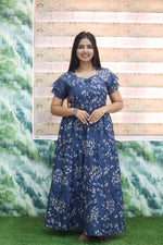 MANGAI New Alpine 3 Layer Frock for Women | Stylish Double Layer Sleeve Nighty with Fancy Neck | Back Tie Rope & Side Pocket | Flared Bottom Full Length Modern Nightwear (AFK)