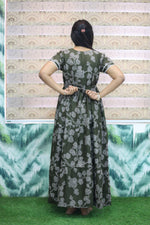 MANGAI New Alpine 3 Layer Frock for Women | Stylish Double Layer Sleeve Nighty with Fancy Neck | Back Tie Rope & Side Pocket | Flared Bottom Full Length Modern Nightwear (AFK)