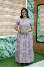 MANGAI New Alpine 3 Layer Frock for Women | Stylish Double Layer Sleeve Nighty with Fancy Neck | Back Tie Rope & Side Pocket | Flared Bottom Full Length Modern Nightwear (AFK)