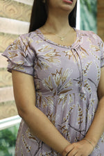 MANGAI New Alpine 3 Layer Frock for Women | Stylish Double Layer Sleeve Nighty with Fancy Neck | Back Tie Rope & Side Pocket | Flared Bottom Full Length Modern Nightwear (AFK)