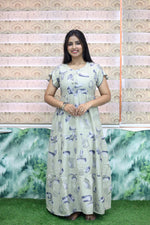 MANGAI New Alpine 3 Layer Frock for Women | Stylish Petal Sleeve Nighty with Fancy Neck | Back Tie Rope & Side Pocket | Flared Bottom Full Length Cozy Modern Nightwear (AFK)