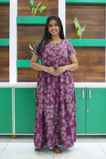 MANGAI New Alpine 3 Layer Frock for Women | Stylish Double Layer Sleeve Nighty with Fancy Neck | Back Tie Rope & Side Pocket | Flared Bottom Full Length Modern Nightwear (AFK)