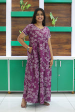 MANGAI New Alpine 3 Layer Frock for Women | Stylish Double Layer Sleeve Nighty with Fancy Neck | Back Tie Rope & Side Pocket | Flared Bottom Full Length Modern Nightwear (AFK)