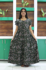 MANGAI New Alpine 3 Layer Frock for Women | Stylish Double Layer Sleeve Nighty with Fancy Neck | Back Tie Rope & Side Pocket | Flared Bottom Full Length Modern Nightwear (AFK)