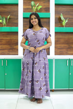 MANGAI New Alpine 3 Layer Frock for Women | Stylish Petal Sleeve Nighty with Fancy Neck | Back Tie Rope & Side Pocket | Flared Bottom Full Length Cozy Modern Nightwear (AFK)