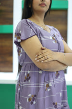 MANGAI New Alpine 3 Layer Frock for Women | Stylish Petal Sleeve Nighty with Fancy Neck | Back Tie Rope & Side Pocket | Flared Bottom Full Length Cozy Modern Nightwear (AFK)