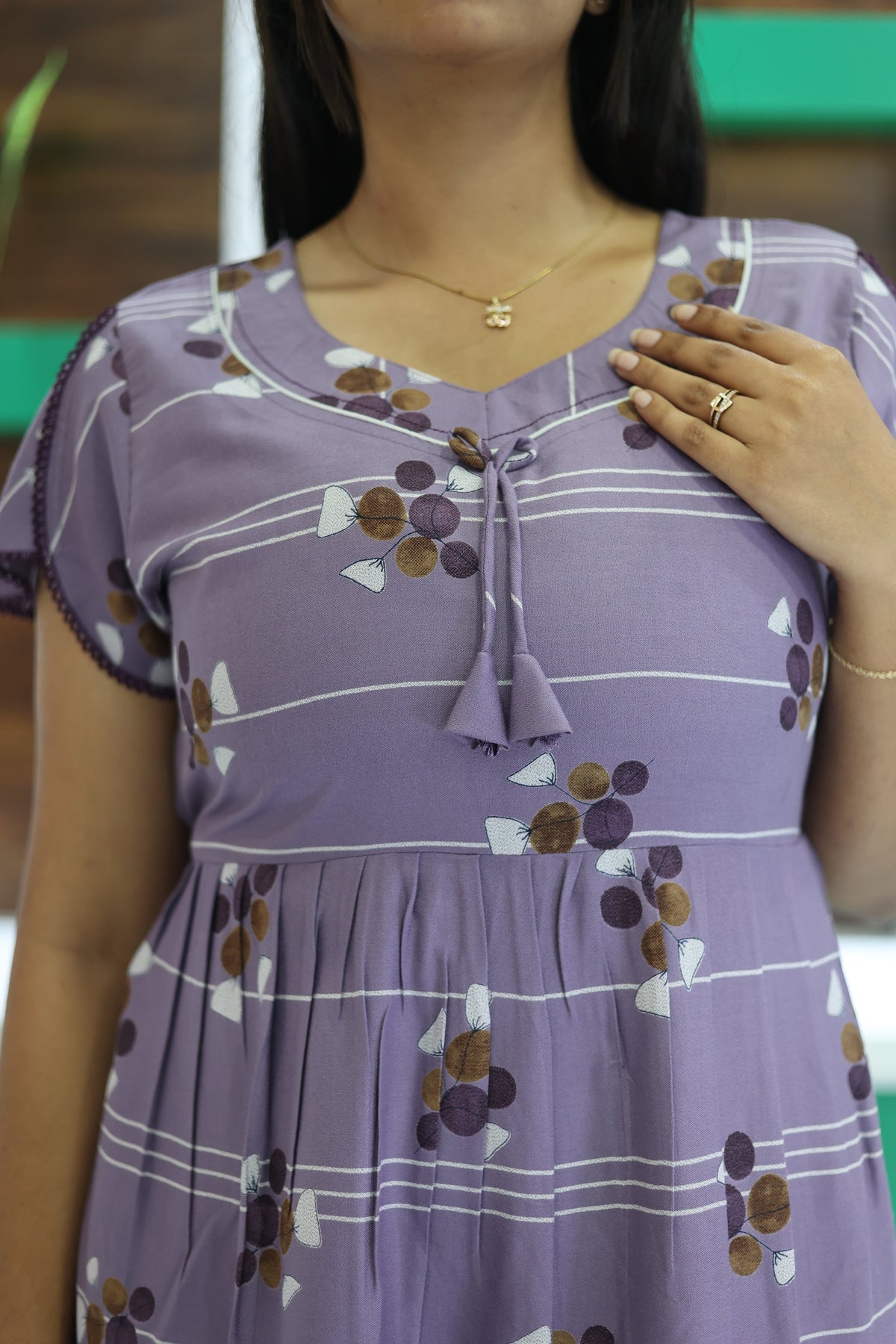 MANGAI New Alpine 3 Layer Frock for Women | Stylish Petal Sleeve Nighty with Fancy Neck | Back Tie Rope & Side Pocket | Flared Bottom Full Length Cozy Modern Nightwear (AFK)