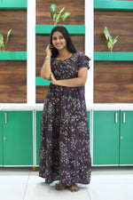 MANGAI New Alpine 3 Layer Frock for Women | Stylish Double Layer Sleeve Nighty with Fancy Neck | Back Tie Rope & Side Pocket | Flared Bottom Full Length Modern Nightwear (AFK)