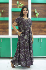 MANGAI New Alpine 3 Layer Frock for Women | Stylish Double Layer Sleeve Nighty with Fancy Neck | Back Tie Rope & Side Pocket | Flared Bottom Full Length Modern Nightwear (AFK)