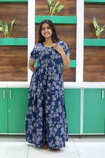 MANGAI New Alpine 3 Layer Frock for Women | Stylish Double Layer Sleeve Nighty with Fancy Neck | Back Tie Rope & Side Pocket | Flared Bottom Full Length Modern Nightwear (AFK)